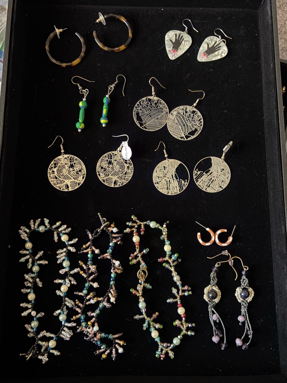 Boho Jewelry Bundle | 9 Pairs Earrings + 3 Beaded Bracelets | Festival & Artisan